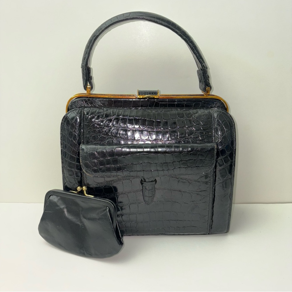 1950s Lucille de Paris Vintage Original Couture Bag Rare Alligator Handbag Purse